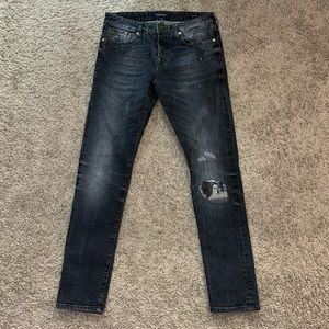 Scotch & Soda Men’s The Ralston Regular Slim Fit Denim Distressed Patch Jeans